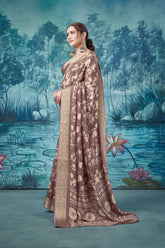 Brown Pure Mas Mailo  Saree